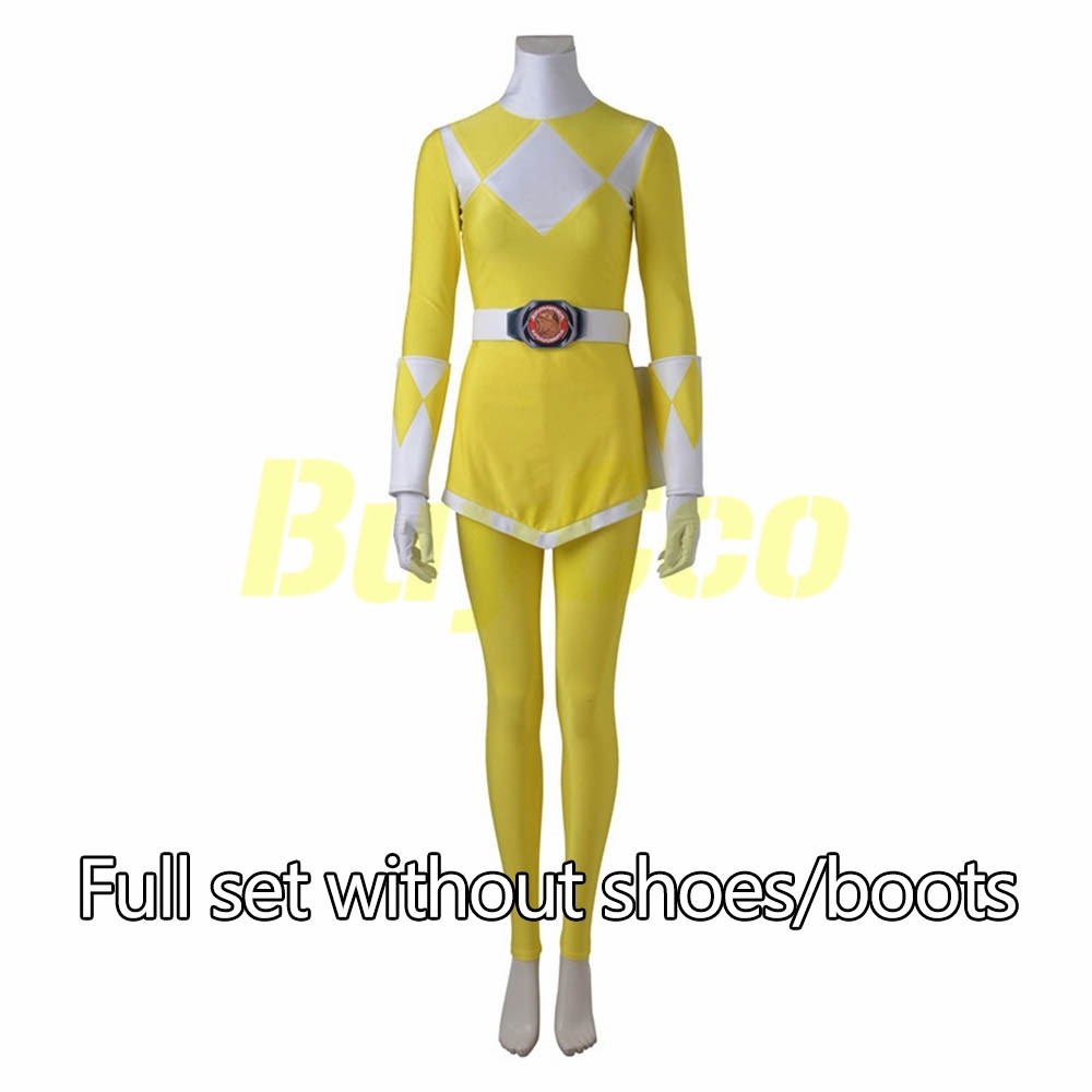 Yellow Ranger Cosplay Costumes Trini Kwan Mighty Morphin Power Rangers Suit